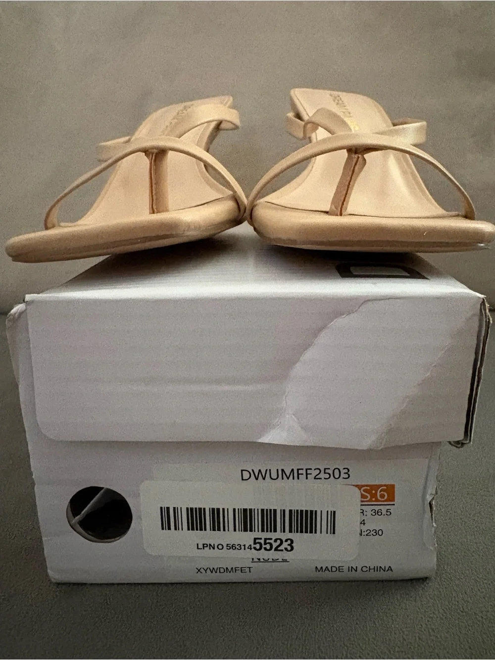 Dream Pairs Women’s Nude Strappy Kitten Heel Slides - US Size 6
